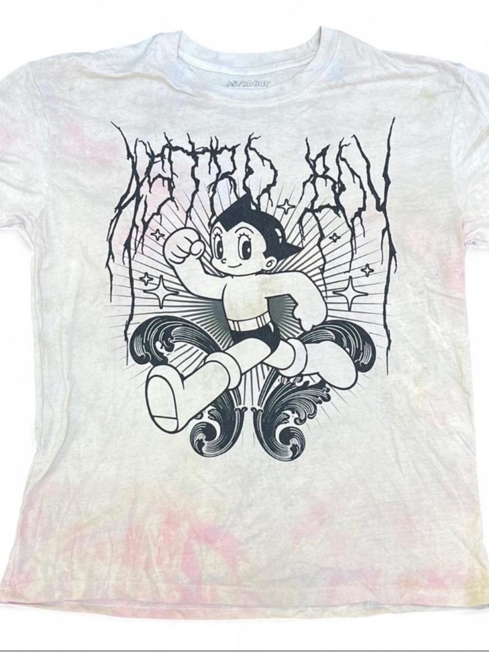 Astro Boy Metal Logo Tee Cloud Wash Anime Goth Grunge Distressed Large